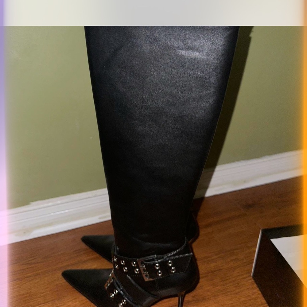 Dolls Kill Black Heeled Boots with Buckle Detail